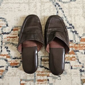 Brown Leather Slip-On Shoes Womens 8
